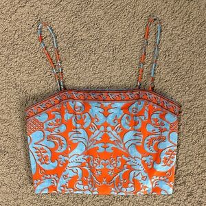 Alice + Olivia Vibrant Orange and Blue Camisole